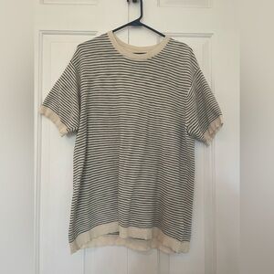American Eagle Outfitters Navy and Cream Knit Top